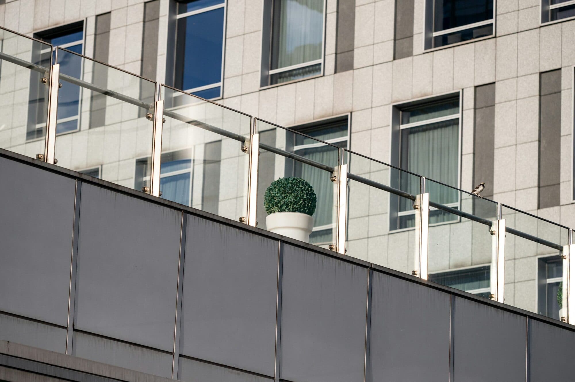Glasgeländer mit Edelstahlpfosten an einer Terrasse